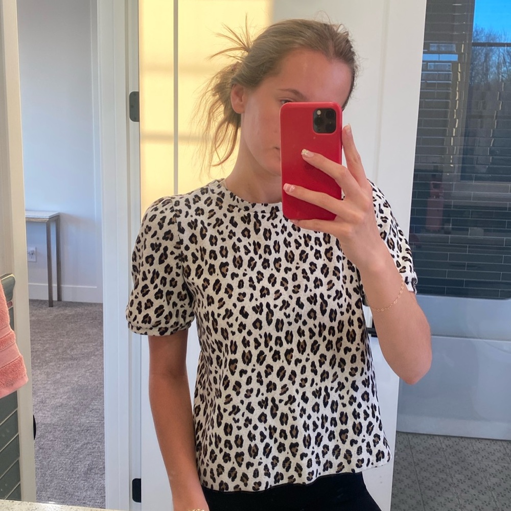 Loft Cheetah print oversize cropped T-shirt